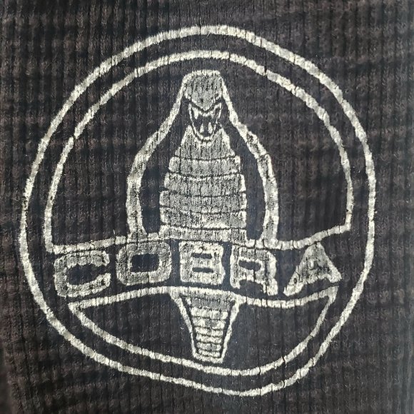 VINTAGE MENS LUCKY BRAND BLACK COBRA FORD MOTOR MUSTANG HENLEY LONG SLEEVE L - Picture 3 of 10